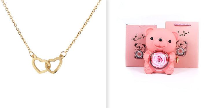 Mirror Stainless Steel Necklace Heart-to-heart Titanium Steel Double Hoop Pendant Clavicle Chain