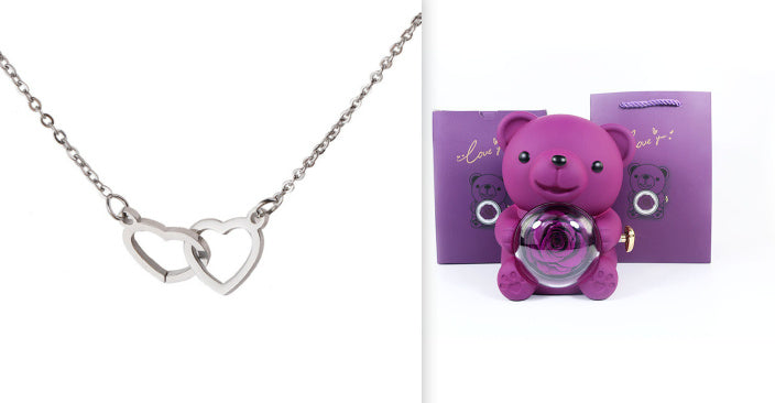 Mirror Stainless Steel Necklace Heart-to-heart Titanium Steel Double Hoop Pendant Clavicle Chain