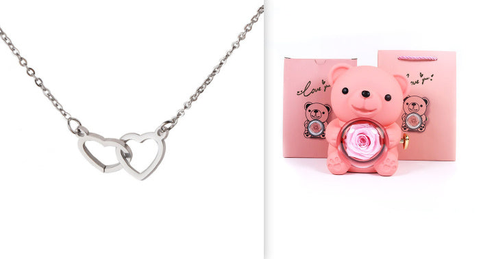 Mirror Stainless Steel Necklace Heart-to-heart Titanium Steel Double Hoop Pendant Clavicle Chain