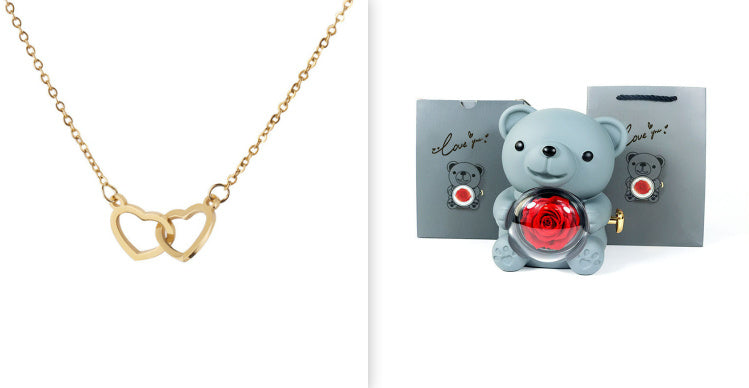 Mirror Stainless Steel Necklace Heart-to-heart Titanium Steel Double Hoop Pendant Clavicle Chain