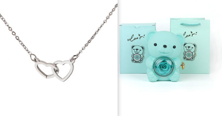 Mirror Stainless Steel Necklace Heart-to-heart Titanium Steel Double Hoop Pendant Clavicle Chain