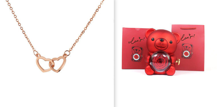 Mirror Stainless Steel Necklace Heart-to-heart Titanium Steel Double Hoop Pendant Clavicle Chain