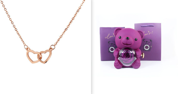 Mirror Stainless Steel Necklace Heart-to-heart Titanium Steel Double Hoop Pendant Clavicle Chain