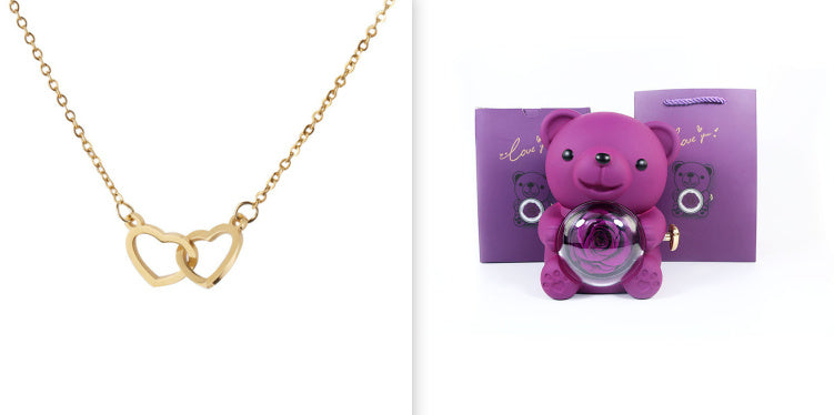 Mirror Stainless Steel Necklace Heart-to-heart Titanium Steel Double Hoop Pendant Clavicle Chain