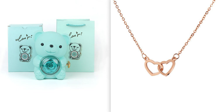 Mirror Stainless Steel Necklace Heart-to-heart Titanium Steel Double Hoop Pendant Clavicle Chain