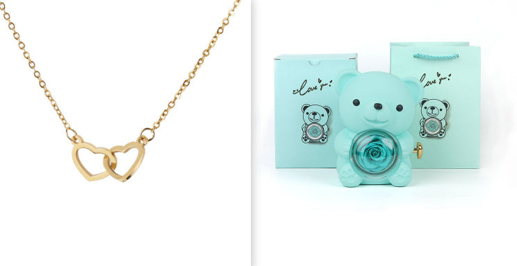 Mirror Stainless Steel Necklace Heart-to-heart Titanium Steel Double Hoop Pendant Clavicle Chain