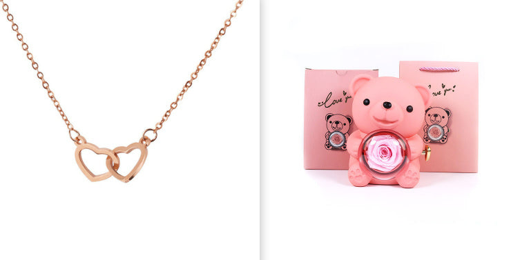 Mirror Stainless Steel Necklace Heart-to-heart Titanium Steel Double Hoop Pendant Clavicle Chain