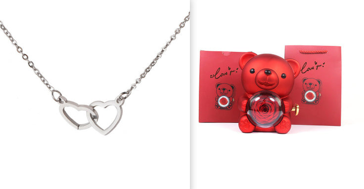 Mirror Stainless Steel Necklace Heart-to-heart Titanium Steel Double Hoop Pendant Clavicle Chain
